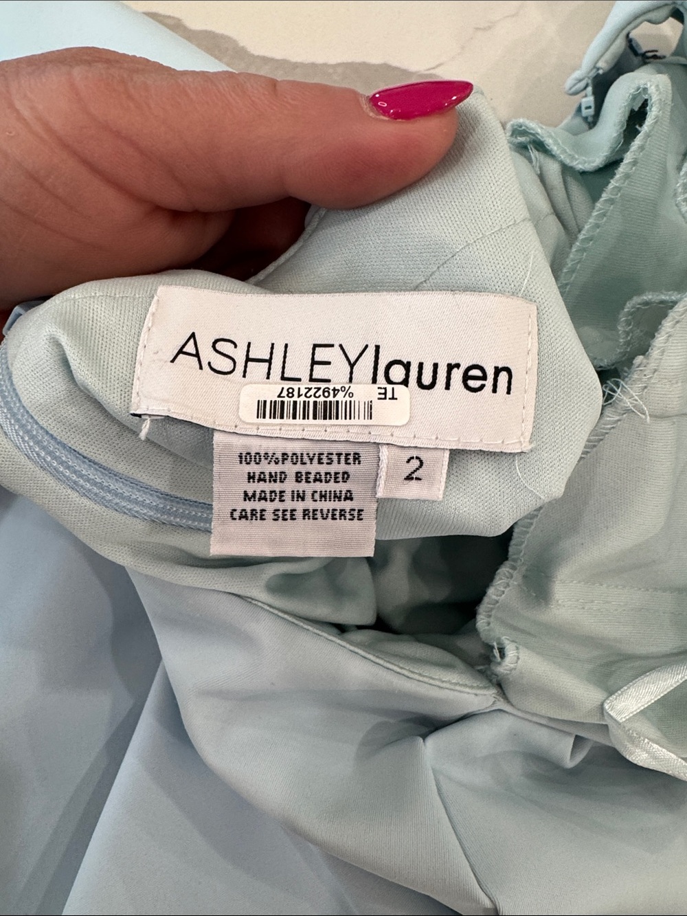 Ashley Lauren Off-Shoulder Light Blue Dress - Picture 2 of 7